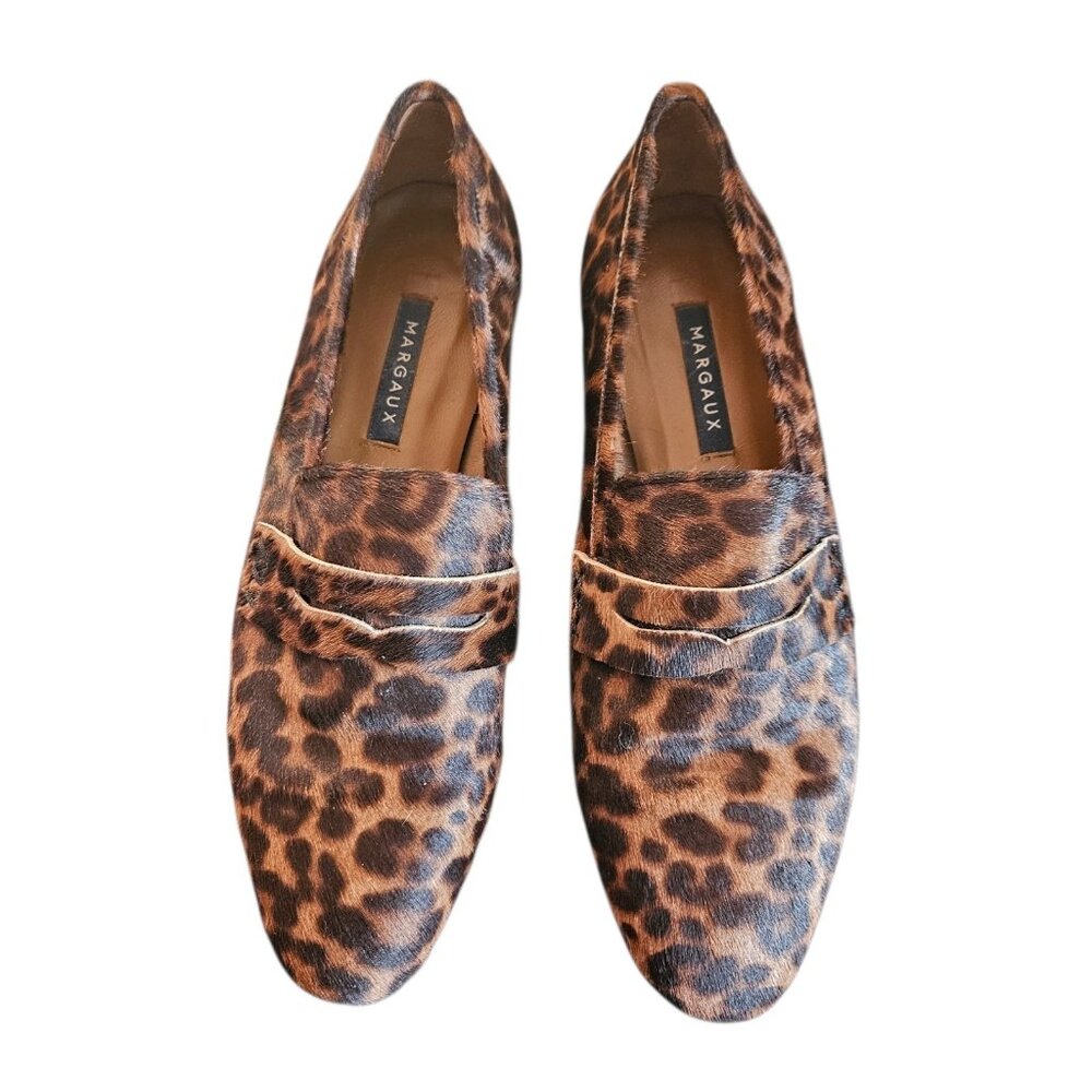 Margaux The Penny Loafer Leopard Print Calf Hair Size US 7 - 7.5  38 EU Handmade